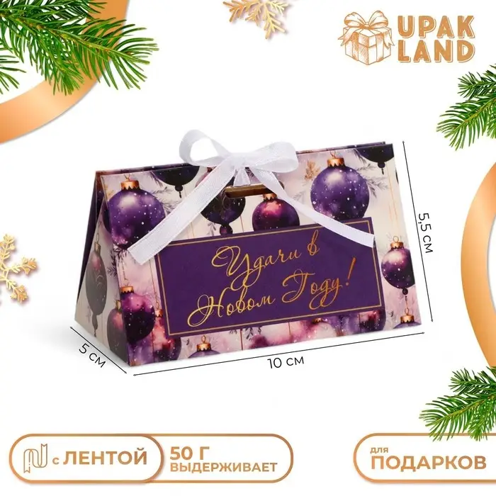 Бонбоньерка, новогодняя подарочная упаковка «Удачи в Новом Году», 10×5.5×5 см Бонбоньерка, новогодняя подарочная упаковка «Удачи в Новом Году», 10×5.5×5 см