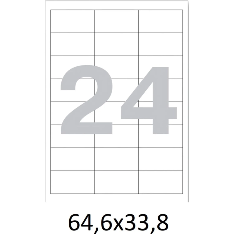 Этикетки самоклеящиеся кауч.к.64,6х33,8 24шт/л А4(100л/уп)