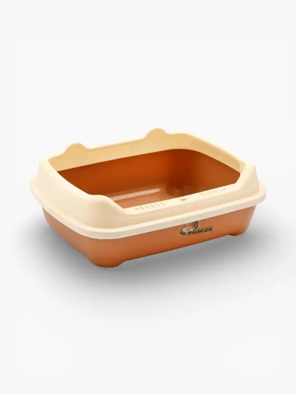 Туалет, 36&times;28&times;14 см, с боковым входом, бортами и совком, коричневый