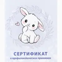Сертификат о профилактических прививках А6, зайка, 24 страницы