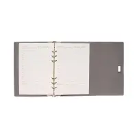 Органайзер на кольцах, А5, с клапаном, 80л, линия, к/зам, с ручкой, Серый
