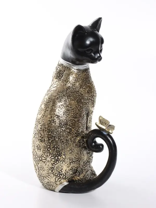 Фигурка полистоун &laquo;Чёрная кошечка с бабочкой&raquo;, 13.5&times;11.5&times;24 см