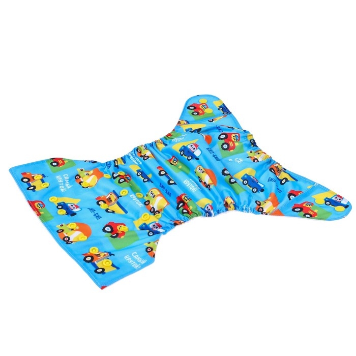 Многоразовый подгузник «Транспорт», 3-15 кг, голубой, Крошка Я