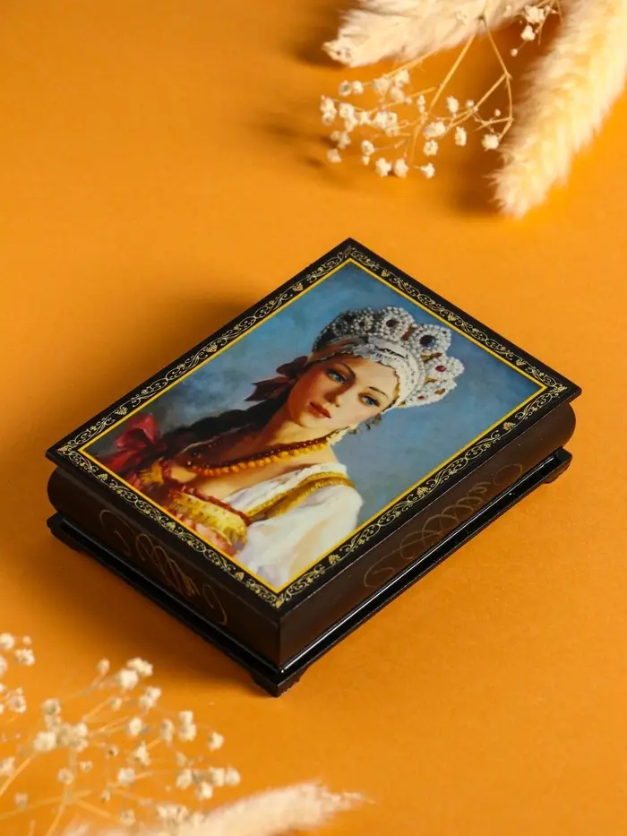 Шкатулка «Краса», 10×14 см, лаковая миниатюра
