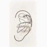 Серьги каффы &laquo;Жемчужная диадема&raquo;, 2 шт. белые в серебре