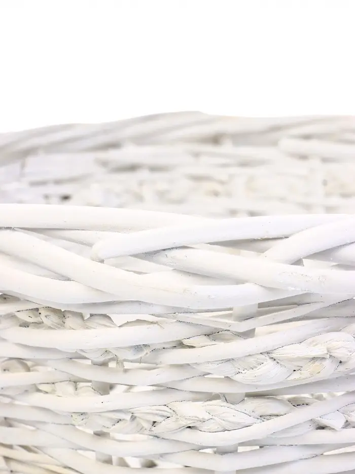 Набор корзин 3 шт ИВА 40x40x17 35х35x13 30х30x11 см ПЛЕТ ручка h=20/18/16 см бел