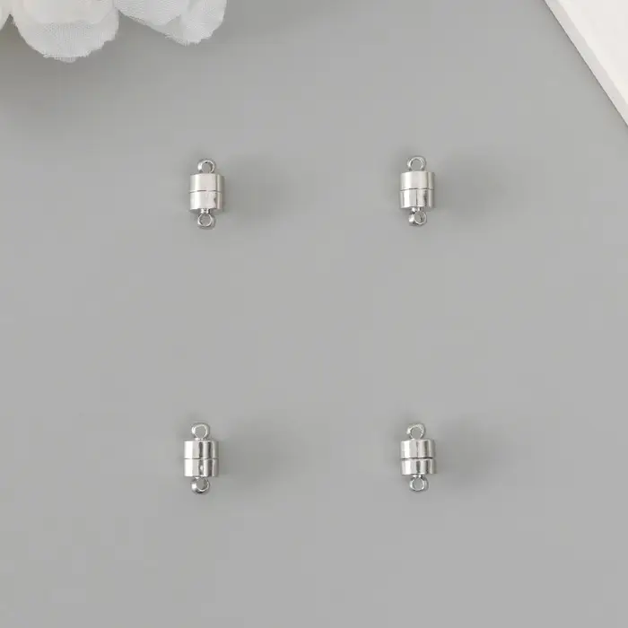 Застёжка магнитная металл серебро 0,7х1,2х0,7 см (набор 2 половинки)