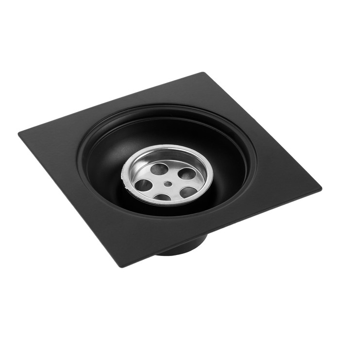 Трап ZEIN engr, 100х100 мм, вертикальный, с трубой, внеш/внут d=40/37 мм, нерж сталь, черный Трап ZEIN engr, 100х100 мм, вертикальный, с трубой, внеш/внут d=40/37 мм, нерж сталь, черный