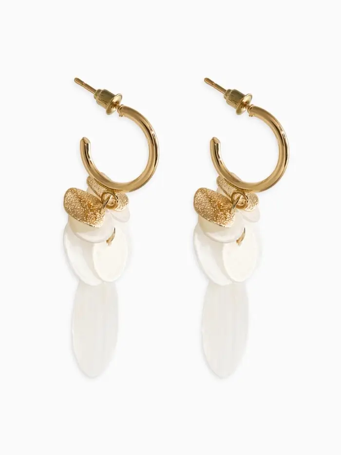 Серьги "Морской мир" чешуя, цвет белый в золоте