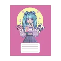 Тетрадь 12 листов в частую косую линию Calligrata "Аниме", обложка мелованный картон, ВД-лак, блок офсет, белизна 95%, МИКС