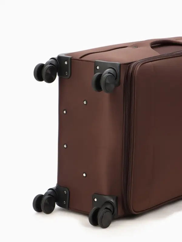 Чемодан на колёсах TEXTURA, кодовый замок, текстильный, с увеличением, 47&times;30&times;78 см, 28", коричневый