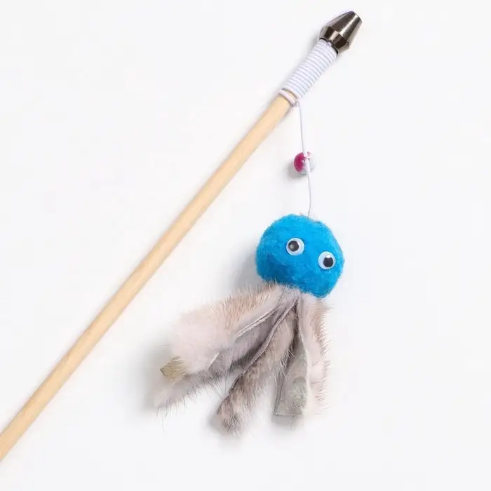 Дразнилка - удочка &laquo;Осьминожка с норкой&raquo;, на деревянной палочке, цвет МИКС