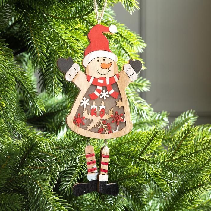 Ёлочная игрушка «Снеговик», от батареек, свечение тёплое белое Ёлочная игрушка «Снеговик», от батареек, свечение тёплое белое