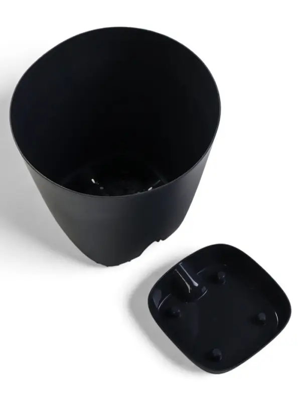 Кашпо с прикорневым поливом 2 л D-14,5см, H-15см графит Кашпо с прикорневым поливом 2 л D-14,5см, H-15см графит "Гранд"
