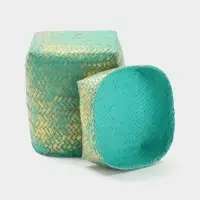 Корзинка плетёная &laquo;Голден&raquo;, 16&times;16&times;23 см, голубая