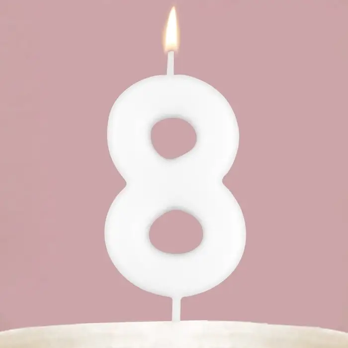 Свеча для торта, цифра &laquo;8&raquo;, светится в темноте, 3.8&times;8 см
