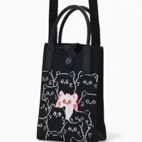 Сумка подр Коты, 12*4*17, отд на кнопке, дл ремень, черный Сумка подр Коты, 12*4*17, отд на кнопке, дл ремень, черный