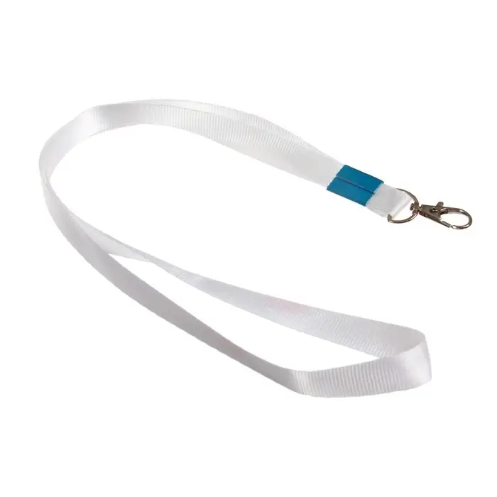 Лента для бейджа ширина-15 мм, длина-80 см с металлическим карабином, белая Лента для бейджа ширина-15 мм, длина-80 см с металлическим карабином, белая
