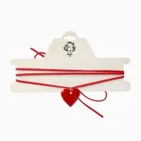 Чокер на нити с кулоном "Сердце" L=150см, цвет красный в золоте