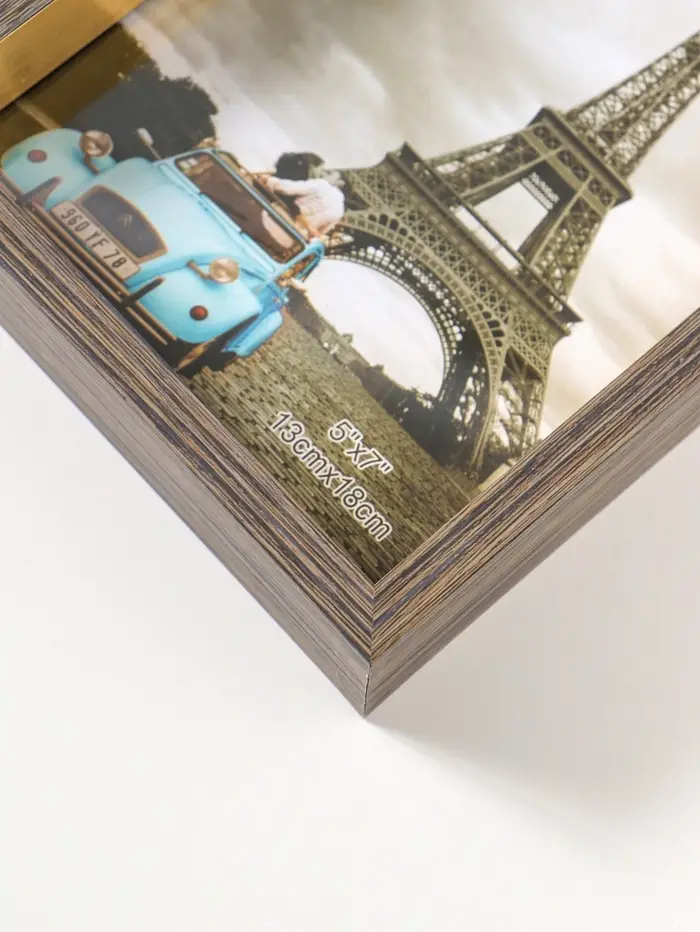 Фоторамка пластик 13х18 см "Ламберто" бежево-чёрный с золотом 19х14х3,5 см