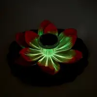 Садовый светильник для водоемов 28 х 28 х 9 см на солнечной бат-е "Лотос" красный N008