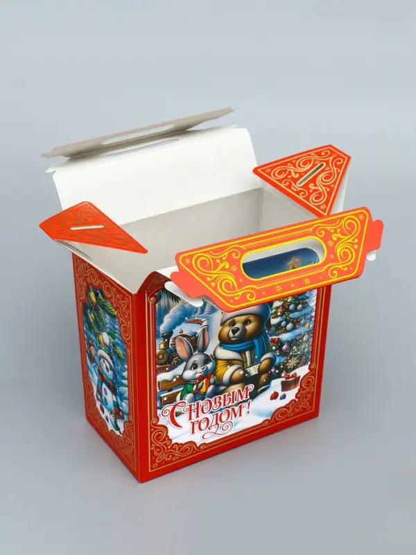 Коробка подарочная новогодняя «Путешествие на паровозе» 21×12×27 см Коробка подарочная новогодняя «Путешествие на паровозе» 21×12×27 см