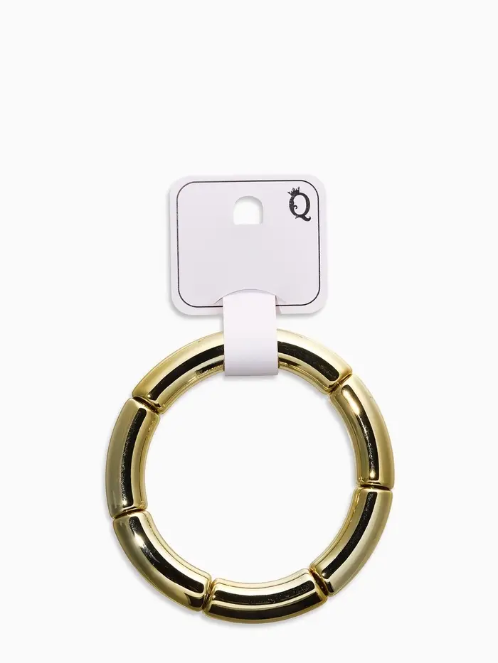 Браслет пластик на резинке "Стиль" гладкий, цвет золото