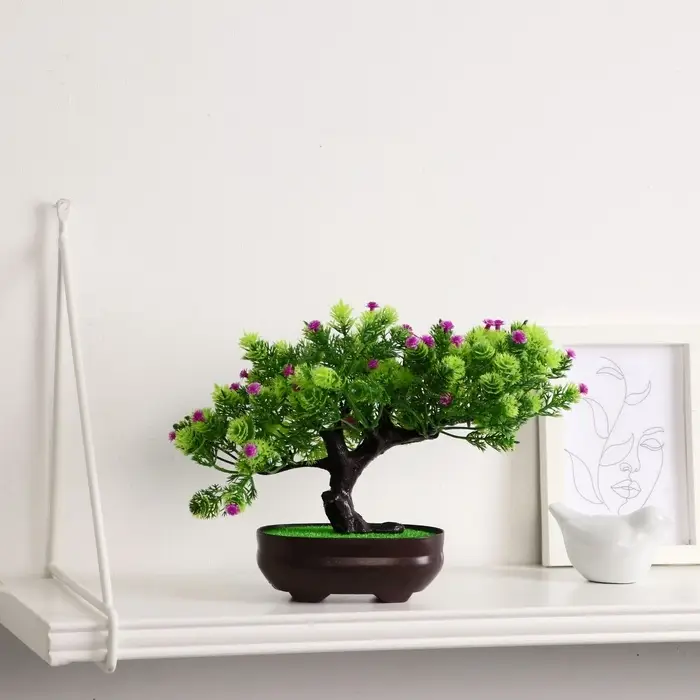 Бонсай искусственный в горшке &laquo;Деревце изгиб&raquo;, 17&times;12 см, МИКС