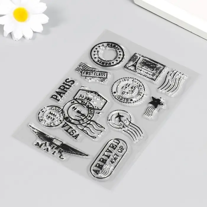 Штамп для творчества силикон "Почтовые печати Парижа" 16х11 см