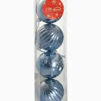 Ёлочные игрушки &laquo;Новогодние забавы&raquo;, шары новогодние, d=5.5 см, набор 4 шт., полосы, голубой