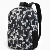 Рюкзак школьный на молнии, с карманами, с принтом, размер 30&times;13&times;42 см, чёрный/белый