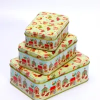 Шкатулка металлическая прямоугольная &laquo;Курятник&raquo; набор 3 шт. 4.5&times;8.5&times;12.5 5.5&times;10&times;14 6.5&times;13.2&times;18.5 см