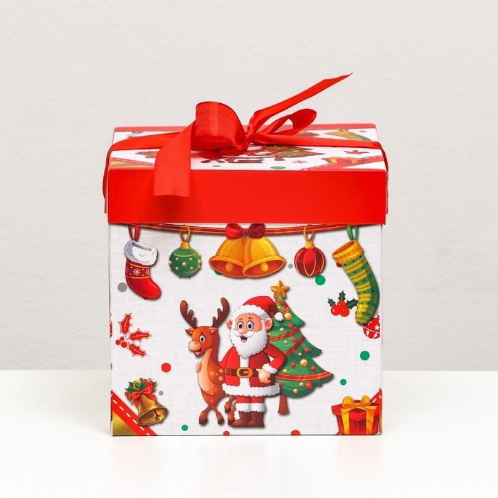 Новый год. Коробка Самосборная «Дед мороз и Ёлка» 15 х 15 х 15 см Новый год. Коробка Самосборная «Дед мороз и Ёлка» 15 х 15 х 15 см