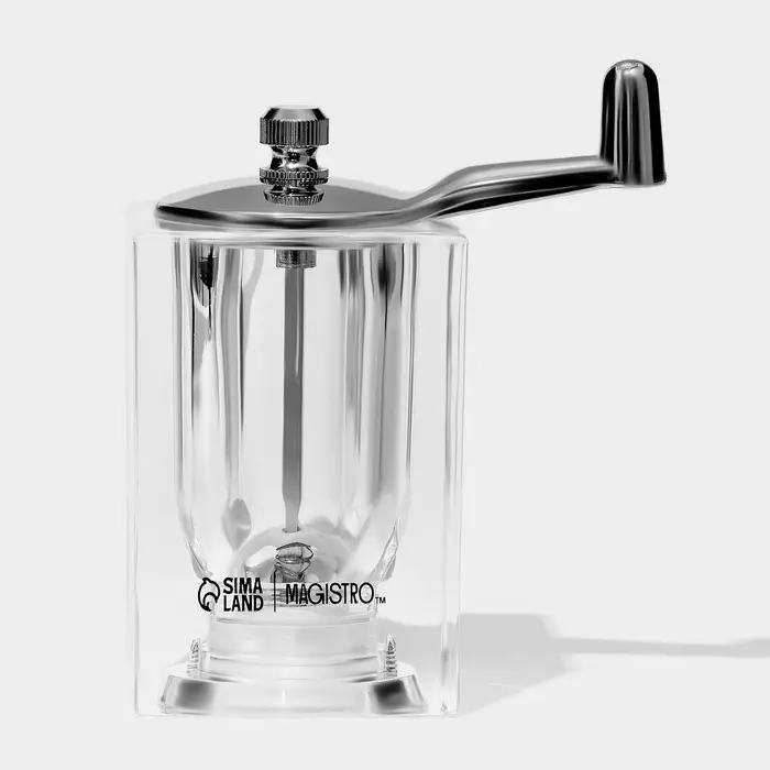 Набор для специй Magistro Glace, 2 предмета: мельница с ручкой, солонка, акрил, прозрачный