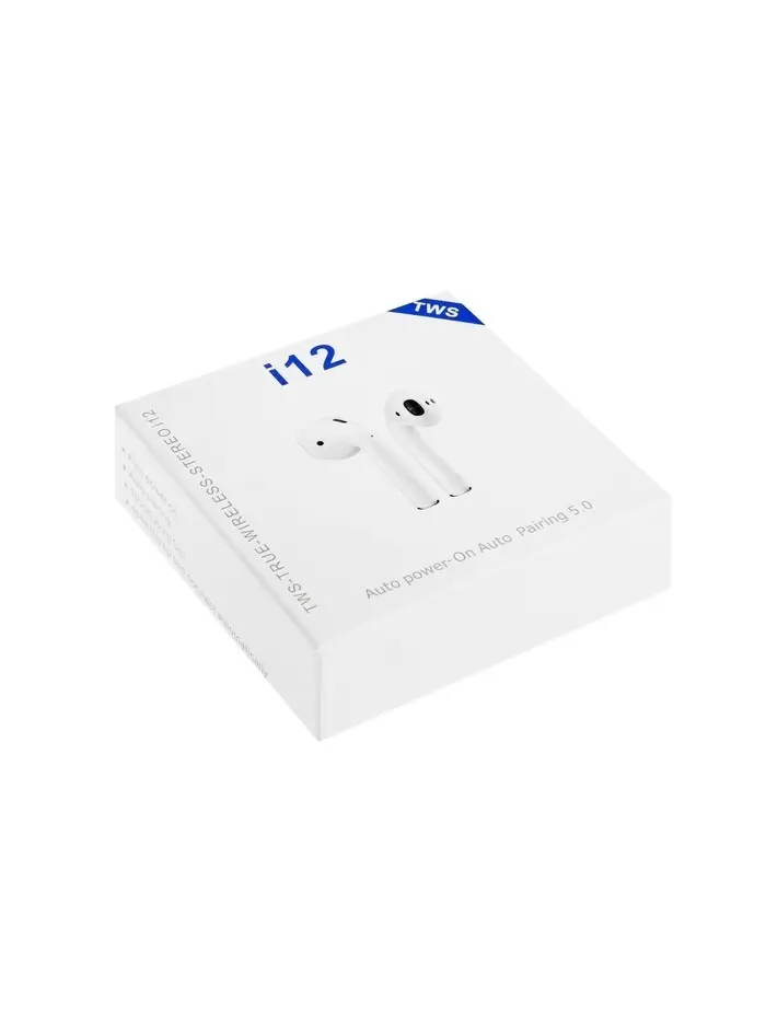 Наушники беспроводные Luazon i12, TWS, вкладыши, Bluetooth 5.0, 35/300 мАч, белые глянцевые