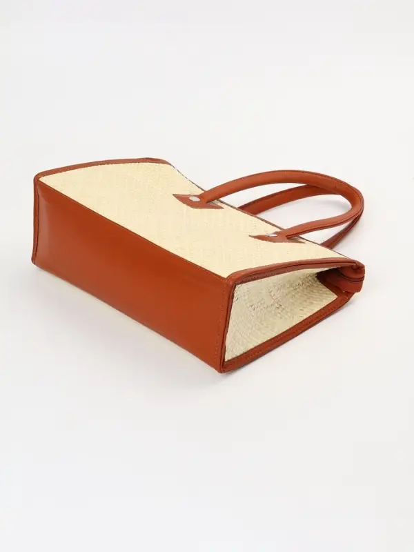 Сумка плетёная на молнии из пандана, 35&times;12&times;40 см, бежево-коричневая