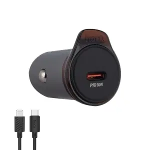 Автомобильное зарядное устройство NZ16 HOCO с кабелем Type-C на Lightning PD30W серебристый