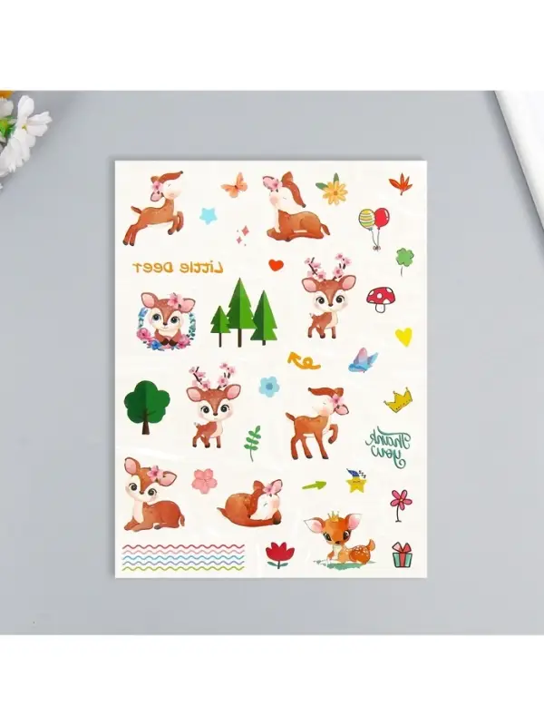 Переводные тату на тело цветные «Птицы. Олешки», 24×14.5 см, МИКС