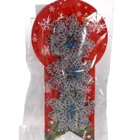 Ёлочные игрушки 3 шт. &laquo;Зимнее волшебство. Ажурный цветок&raquo; пластик, 10.5 см, серебро