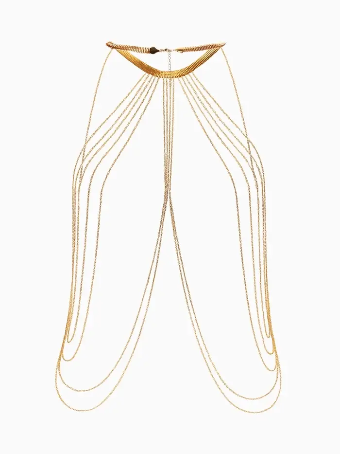 Бодичейн на тело, цепочки, 55 см, цвет золото