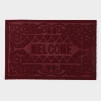 Коврик придверный Доляна Welcome, вензеля, влаговпитывающий, без окантовки, 38×59 см, цвет МИКС