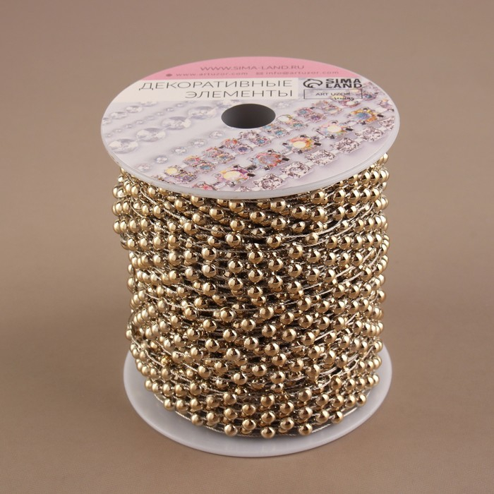 Бусы на нитях, плоские, 14 мм, 9 ± 1 м, цвет золотой Бусы на нитях, плоские, 14 мм, 9 ± 1 м, цвет золотой