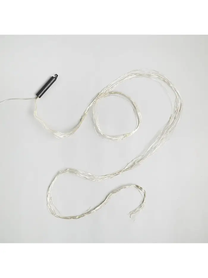 Гирлянда &laquo;Конский хвост&raquo; 10 нитей по 2 м, IP20, серебристая нить, 200 LED, свечение белое, 12 В