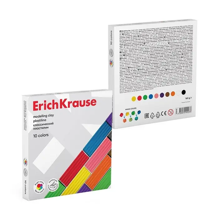 Пластилин ErichKrause Basic, 10 цветов, 160 г, в картонной упаковке