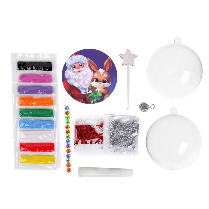 Ёлочный шар-фреска &laquo;Новый год! Дед Мороз и зайка&raquo;, набор для творчества