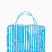 Косметичка - сумка на молнии для бассейна, с ручками, в полоску, голубая