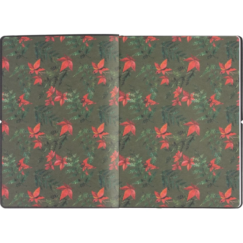 Блокнот Папоротники А5, 128л, клетка, обложка экокожа, с резинкой