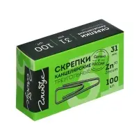 Скрепки канцелярские GLOBUS, 31 мм, 100 шт., оцинкованные, с загнутым краем