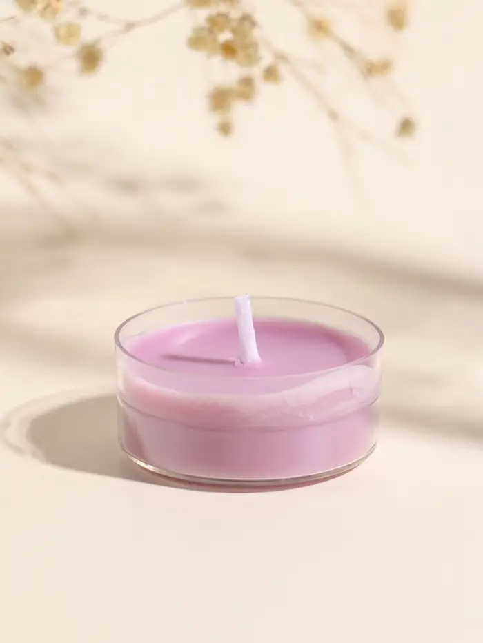 Чайная свеча ароматическая "Круглая" серо-фиолетовая, аромат лаванда 3,8х3,8х1,8 см