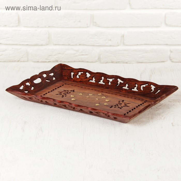 Поднос дерево Поднос дерево "Резной" 25х37х4 см МИКС